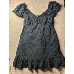 Black Cotton Lined Milkmaid Babydoll Dress Medium Y2K Romantic Goth Fairy Whimsy